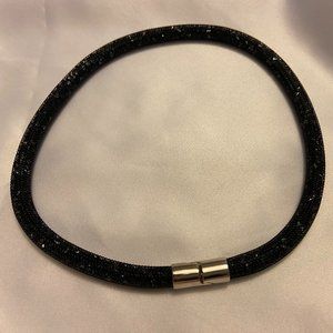 Swarovski Crystal Stardust Mesh Necklace in Black